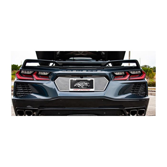 C8 Corvette 20-22 Tag Back Trim Plate - Carbon Fiber w/Brushed Stainless Trim