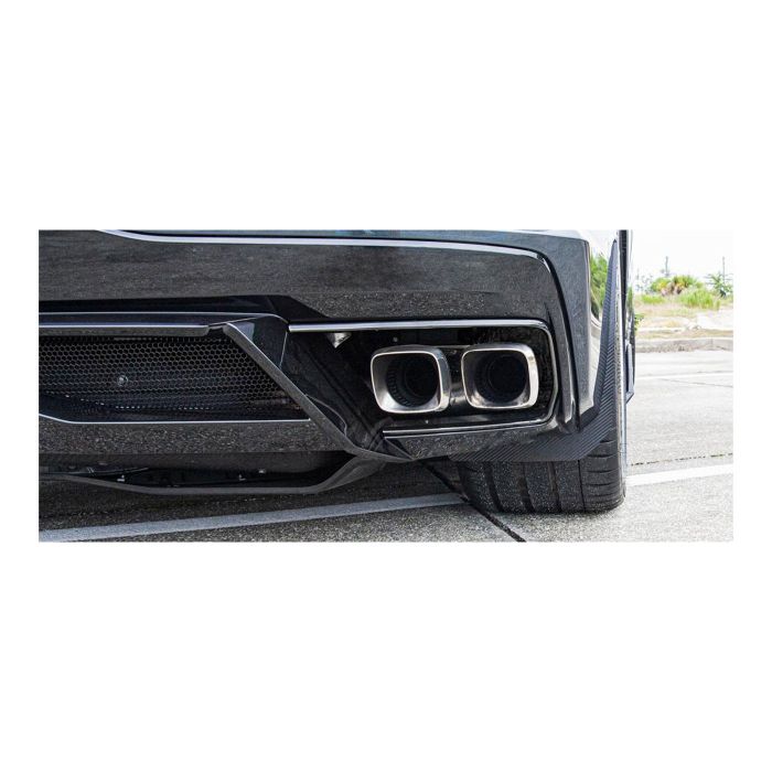 C8 Corvette 20-22 Rear Stainless Mud Guards w/Carbon Fiber Wrap (2pc)