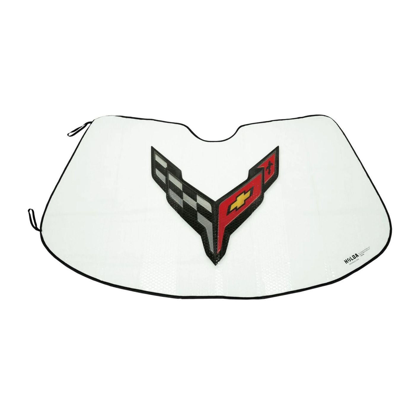 C8 Corvette flag Emblem MODA Folding Graphic Corvette® Sunshield™, Solar Windshield Shade