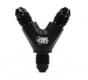 High Flow 4AN x 4AN x 4AN Y Fitting Male/Male/Male Black Aluminum Nitrous Outlet