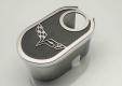 2009-2013 C6 Corvette, Master Cylinder Cover Crossed Flags w/cap cover 09-13, With Brushed Black  Carbon Fiber
