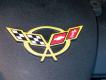 C5 Corvette Crossed Flag Air Intake Bridge Raised 3D Domed Emblem Logo