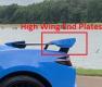 C8 Corvette Stingray Rear High Wing Spoiler Side Plates, Carbon Fiber, Carbon Flash